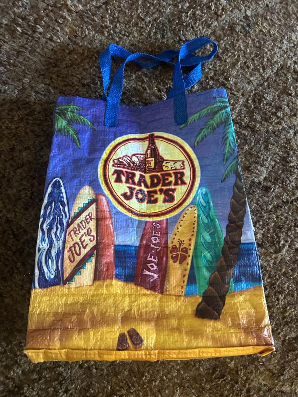 Trader Joe’s Blue Surf Board Bag Reusable Shopping Grocery Tote
